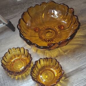 Amber Glass Bowl Set